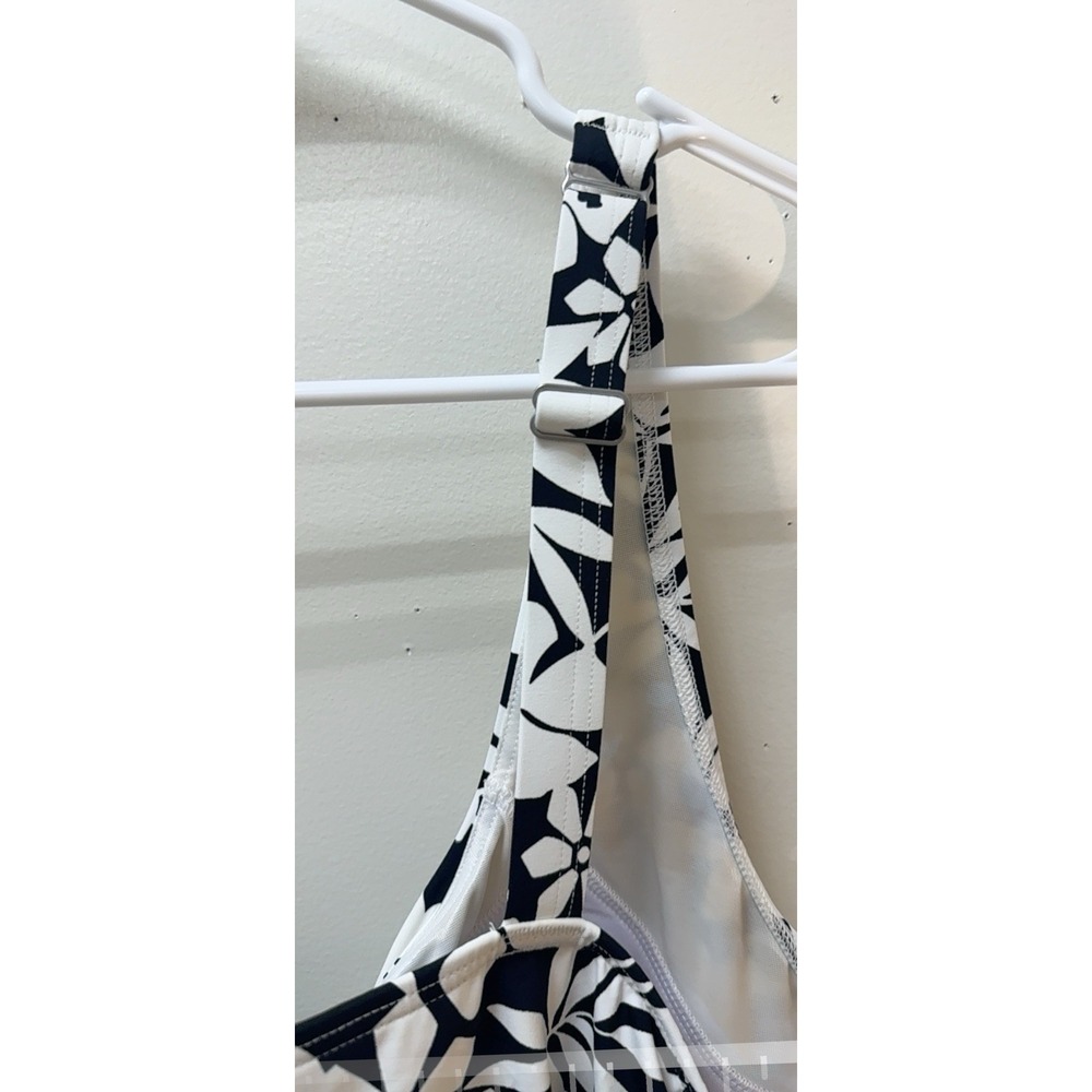 Lands End Womens Tankini 24W DD Built In Bra Floral Swim Black White Vacation - Picture 3 of 8